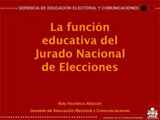 La función educativa del Jurado Nacional de Elecciones