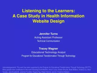Listening to the Learners: A Case Study in Health Information Website Design