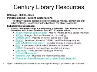 Century Library Resources
