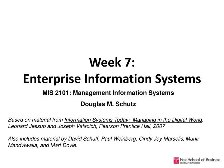 week 7 enterprise information systems