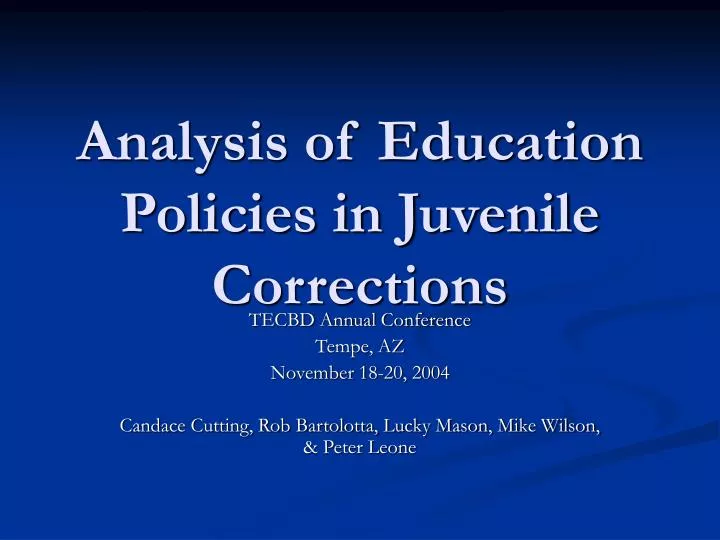 analysis of education policies in juvenile corrections