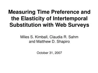Measuring Time Preference and the Elasticity of Intertemporal Substitution with Web Surveys