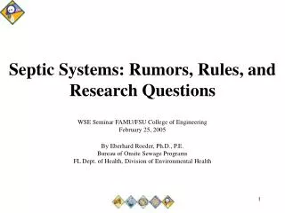 Septic Systems: Rumors, Rules, and Research Questions