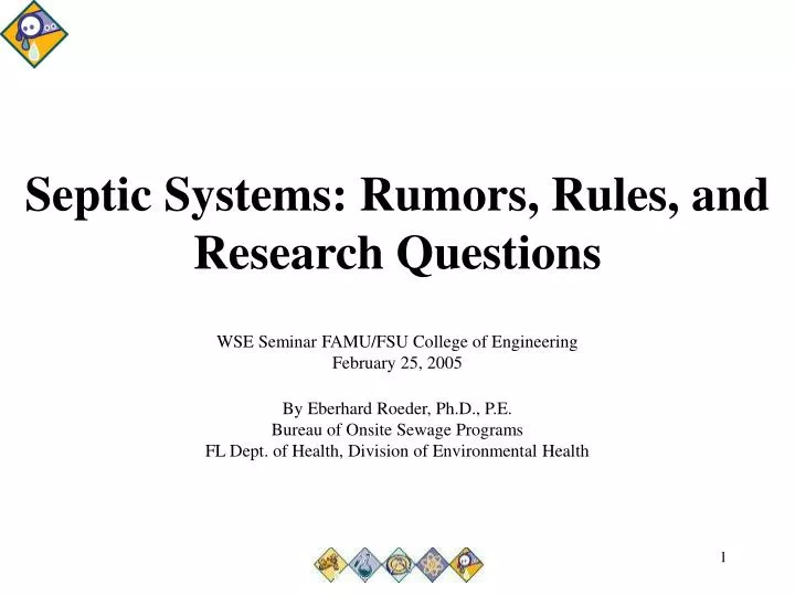septic systems rumors rules and research questions