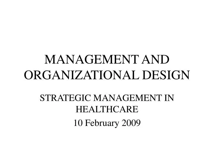management and organizational design