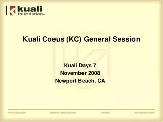 Kuali Coeus (KC) General Session