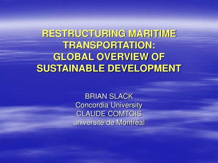 restructuring maritime transportation global overview of sustainable development
