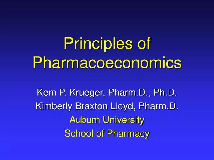 principles of pharmacoeconomics