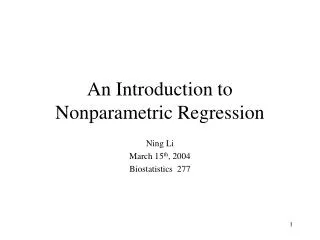 An Introduction to Nonparametric Regression