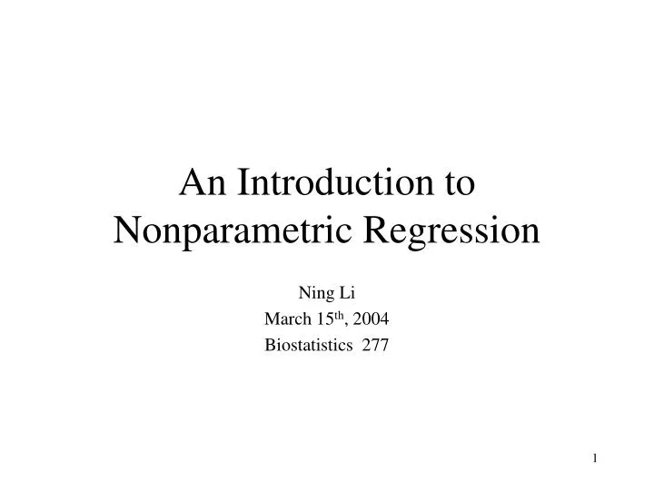 an introduction to nonparametric regression
