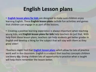 English Lesson Plans