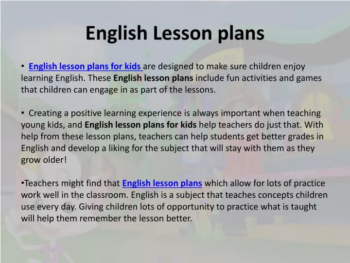 english lesson plans