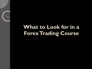 What to Look for in a Forex Trading Course