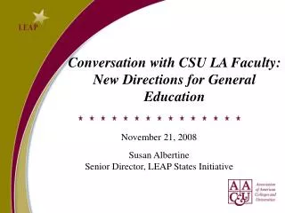 Conversation with CSU LA Faculty: New Directions for General Education