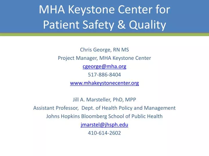 mha keystone center for patient safety quality