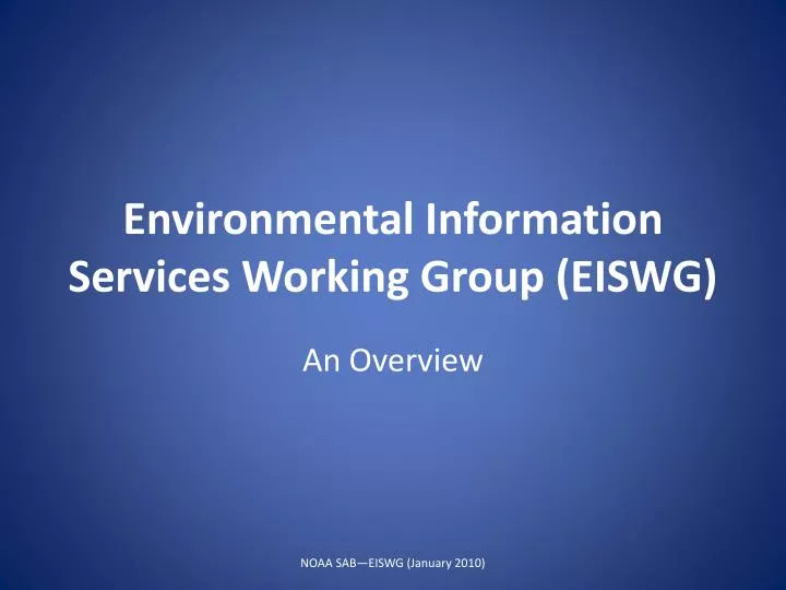 environmental information services working group eiswg