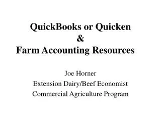 QuickBooks or Quicken &amp; Farm Accounting Resources