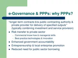 e-Governance &amp; PPPs: why PPPs?