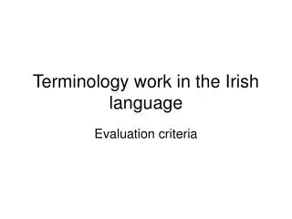 Terminology work in the Irish language