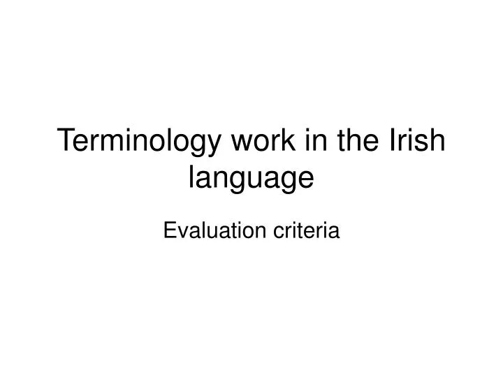 terminology work in the irish language