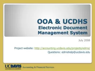 OOA &amp; UCDHS Electronic Document Management System