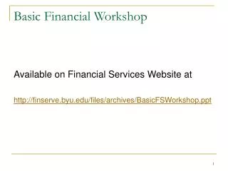 Basic Financial Workshop