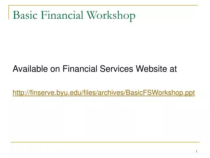 basic financial workshop