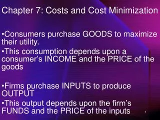Chapter 7: Costs and Cost Minimization
