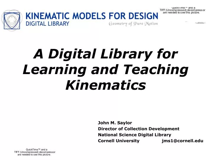 a digital library for learning and teaching kinematics