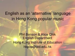English as an ‘alternative’ language in Hong Kong popular music