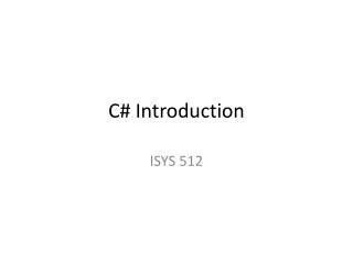 C# Introduction