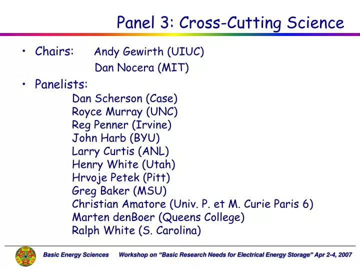 panel 3 cross cutting science