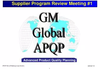 Supplier Program Review Meeting #1