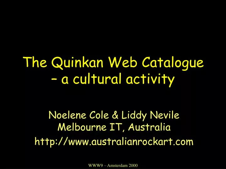 the quinkan web catalogue a cultural activity