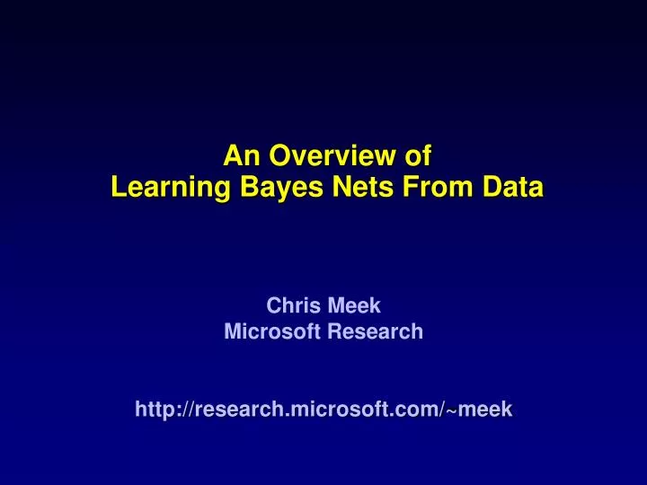 an overview of learning bayes nets from data