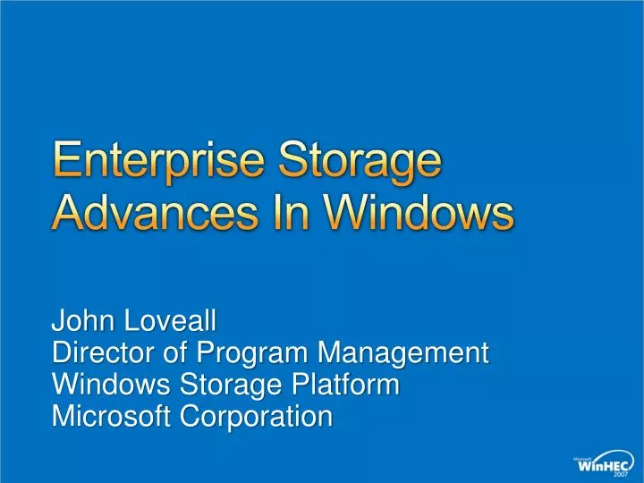 enterprise storage advances in windows