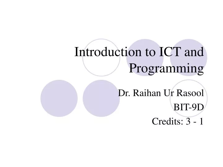 introduction to ict and programming