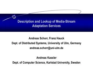 Description and Lookup of Media-Stream Adaptation Services