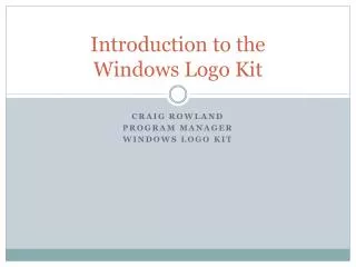 Introduction to the Windows Logo Kit