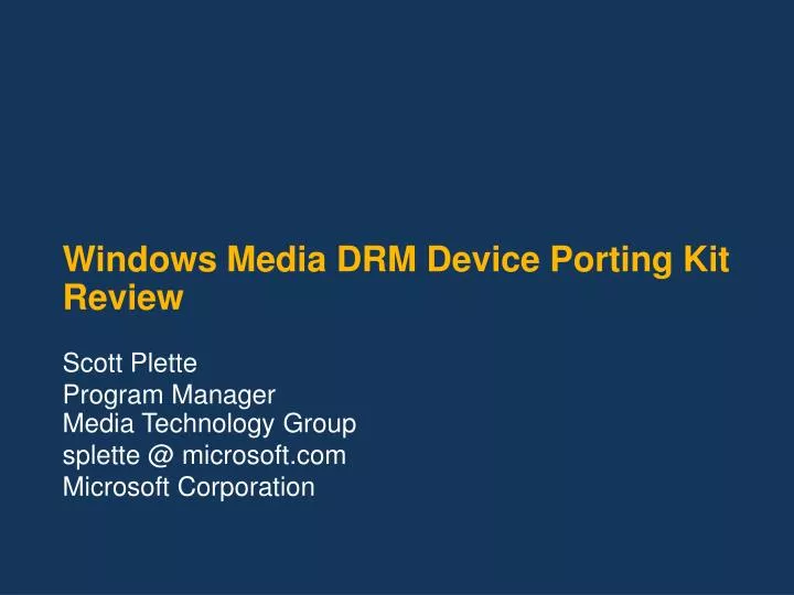 windows media drm device porting kit review