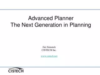 Advanced Planner The Next Generation in Planning