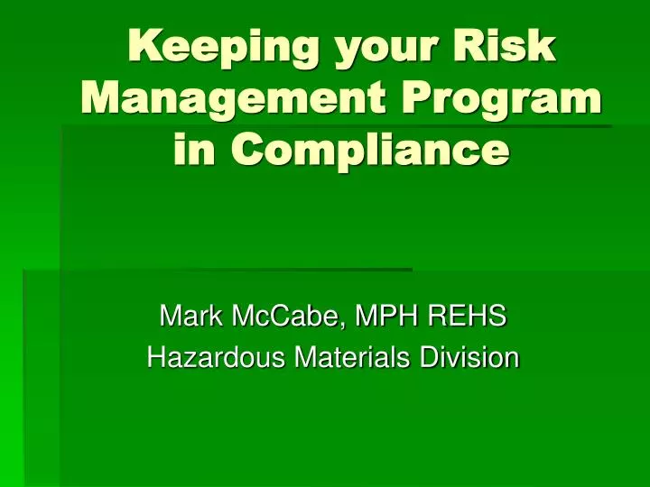 keeping your risk management program in compliance