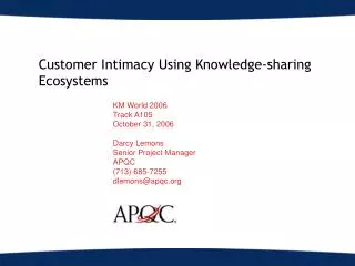Customer Intimacy Using Knowledge-sharing Ecosystems