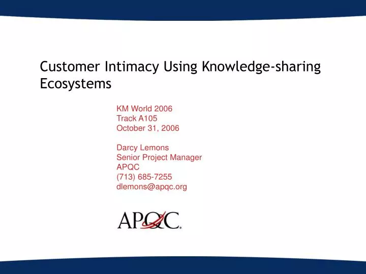 customer intimacy using knowledge sharing ecosystems