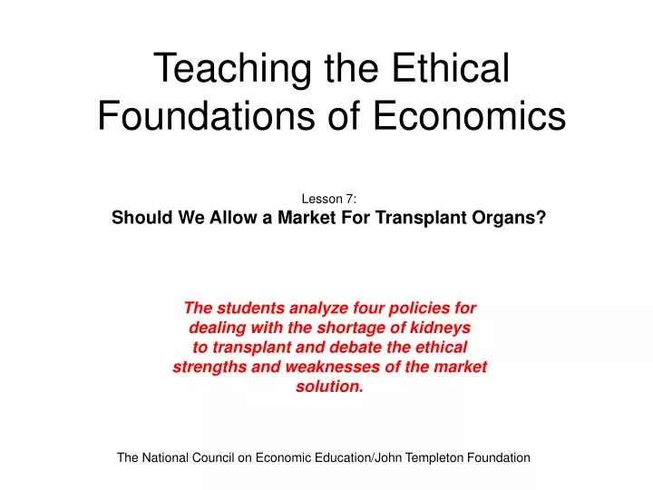 teaching the ethical foundations of economics