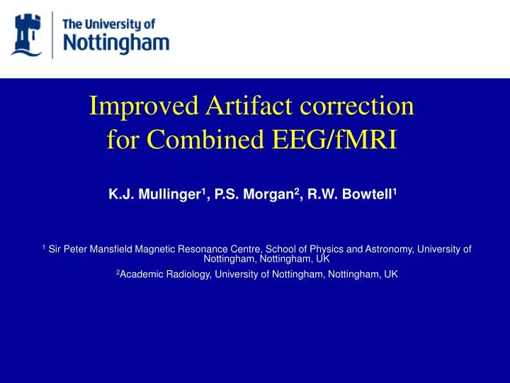 improved artifact correction for combined eeg fmri