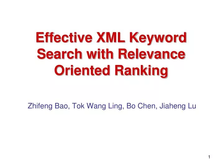 effective xml keyword search with relevance oriented ranking