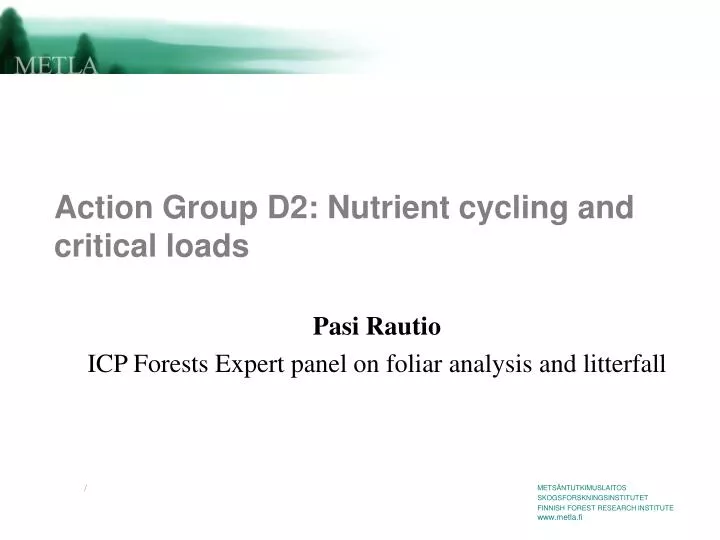 action group d2 nutrient cycling and critical loads