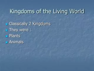 Kingdoms of the Living World