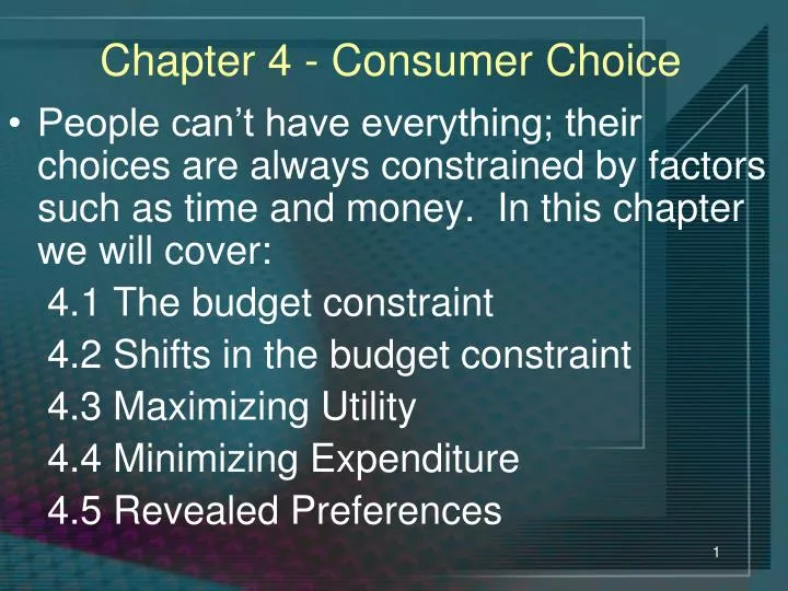 chapter 4 consumer choice